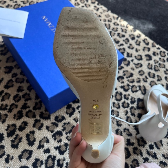 Stuart Whitman Allison 85 white sandal heels - Picture 7 of 8
